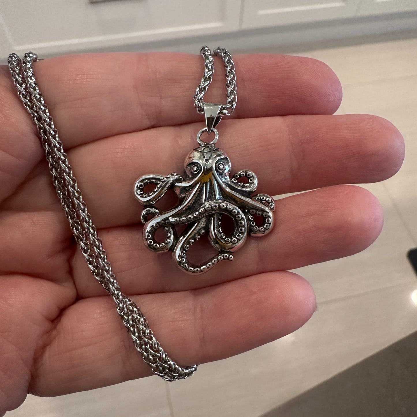 Sterling Silver Octopus Necklace – Oxidized Finish
