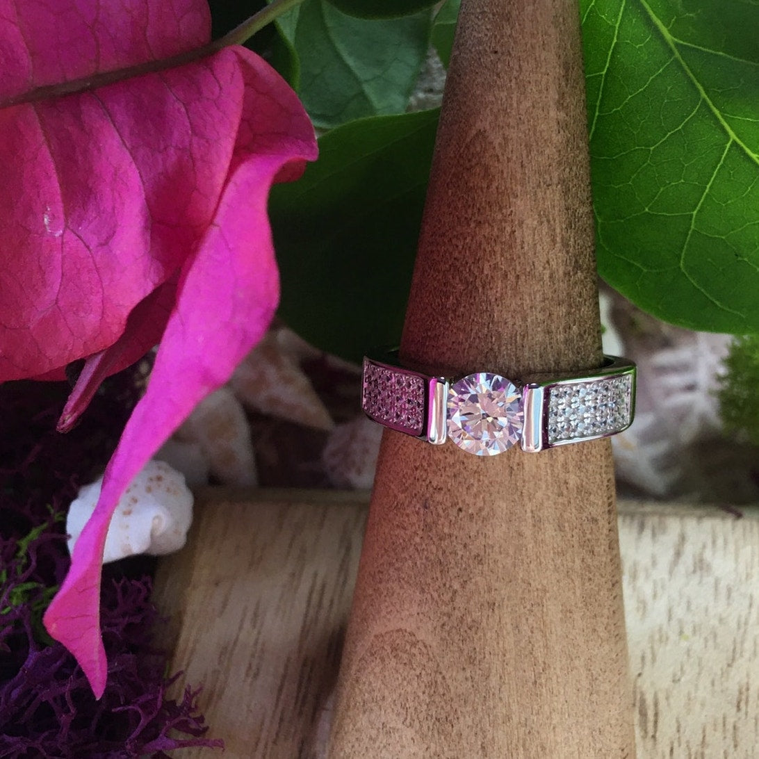 Sterling Silver Clear Round Engagement Ring 6,7,8