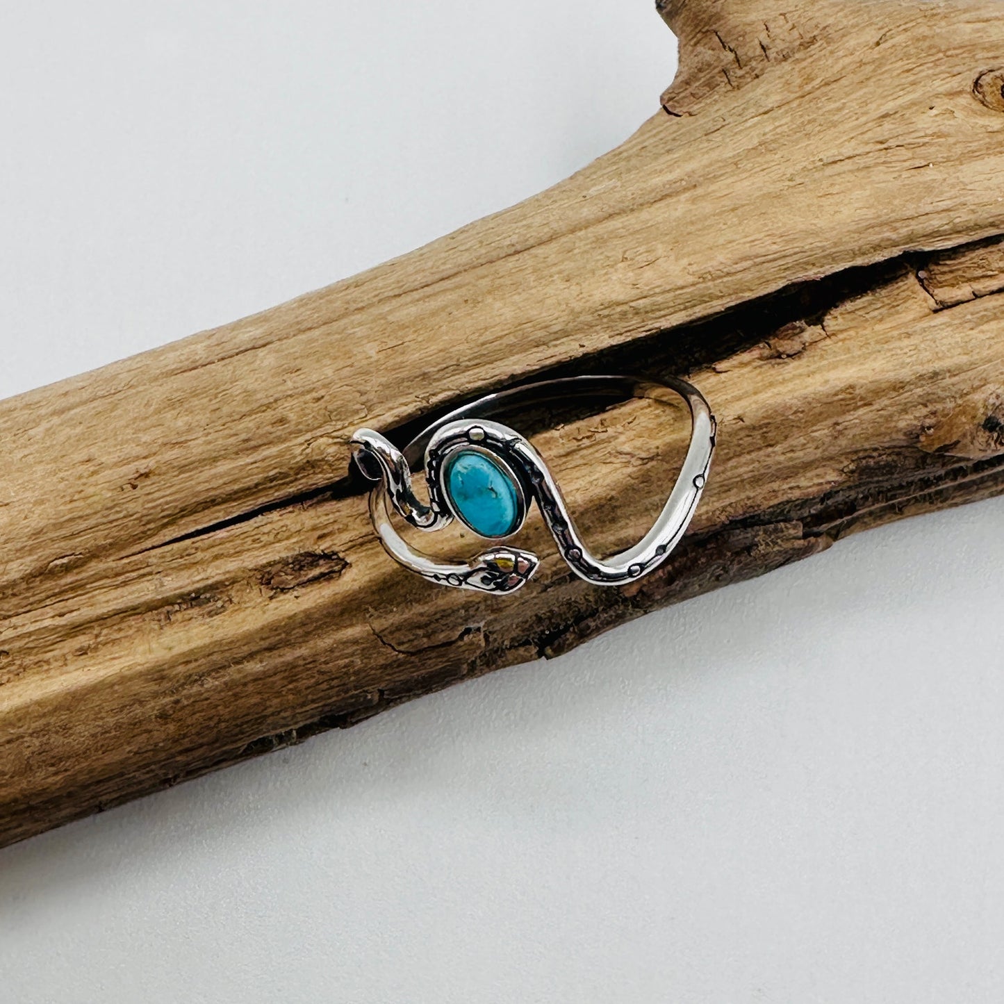 Snake Turquoise Sterling Silver Ring, Boho Ring, Gemstone Ring