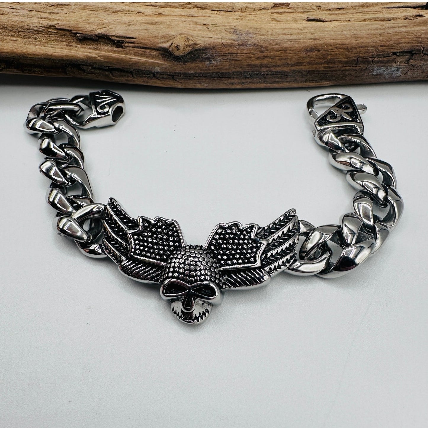 Punk Wings Skull Head Stainless Steel Bracelet