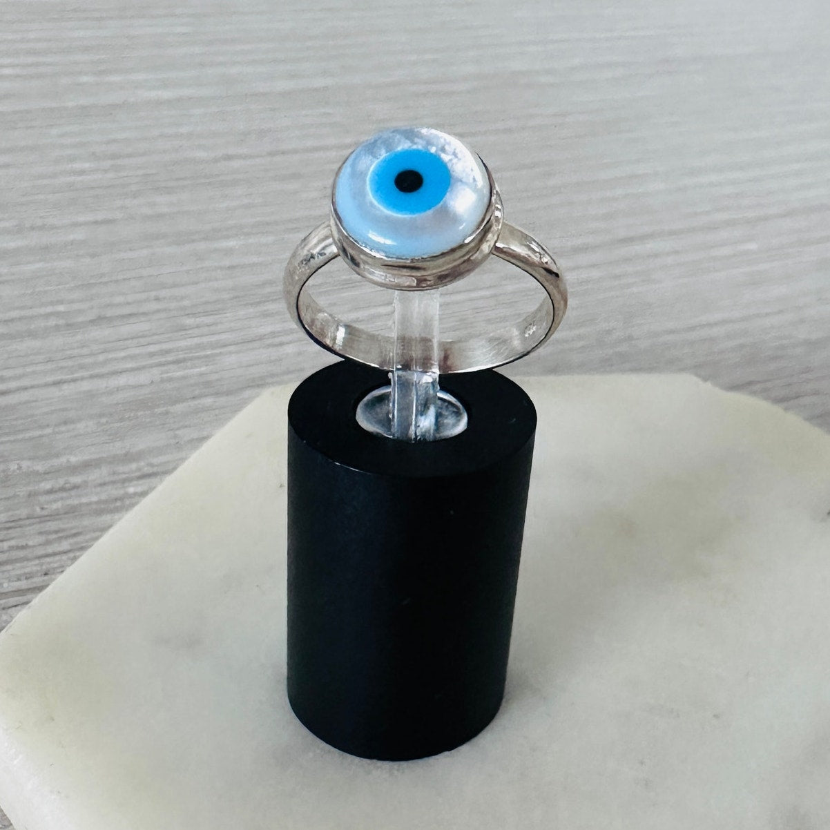 Evil Eye Composite Shell And Turquoise Sterling Silver Ring