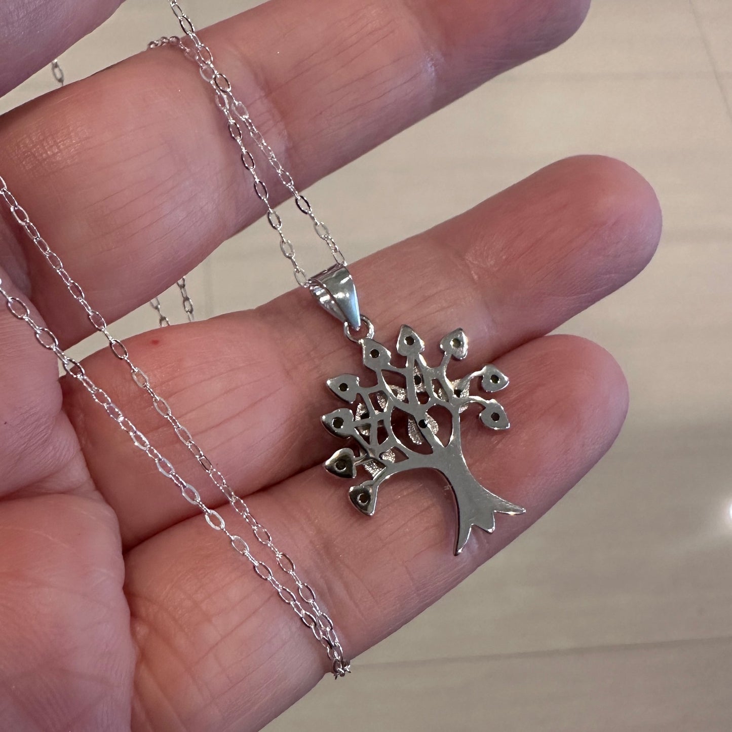 Tree of Life Sterling Silver CZ Necklace