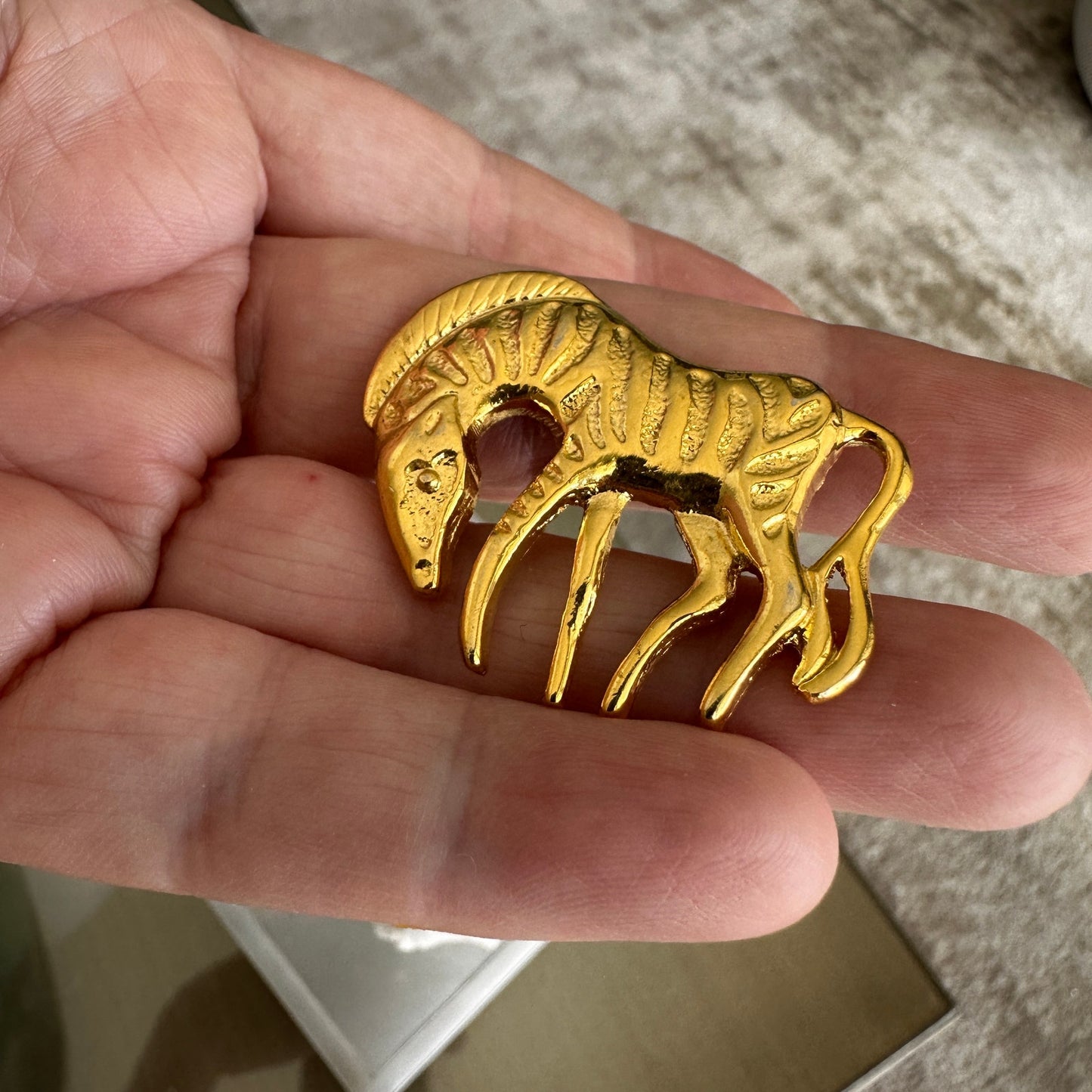 Vintage Gold Zebra Brooch