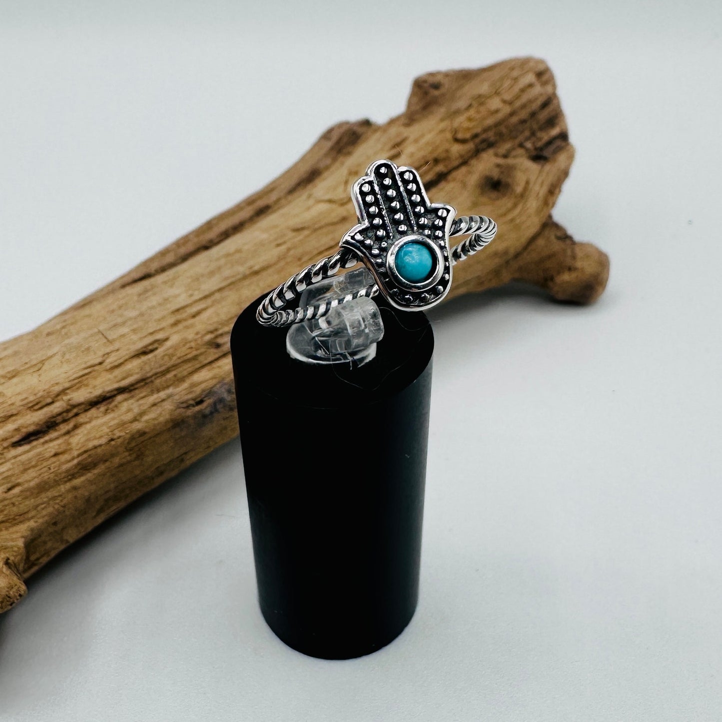 Hamsa Turquoise and Sterling Silver Ring
