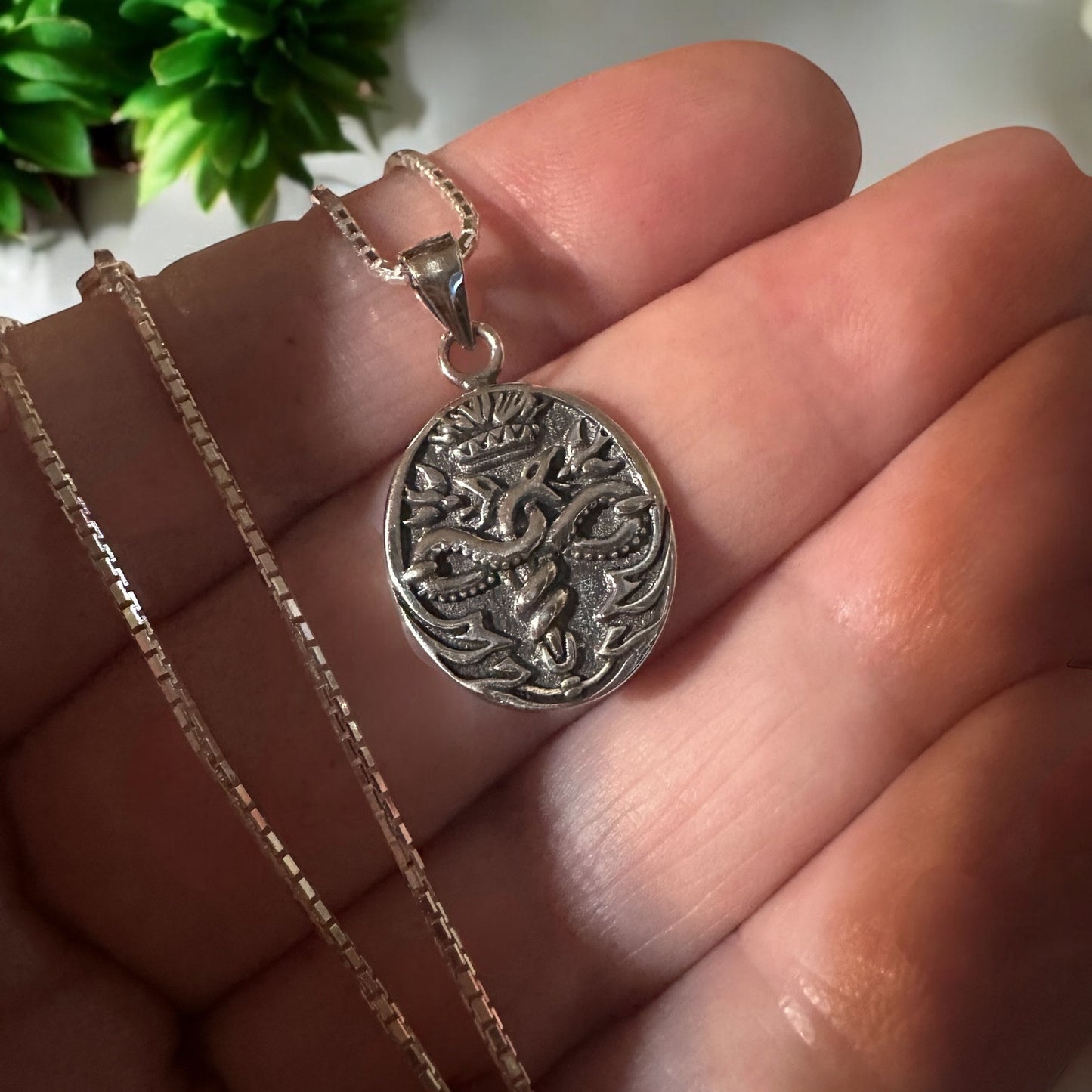 Sterling Silver Caduceus Necklace Sterling Silver Box Chain