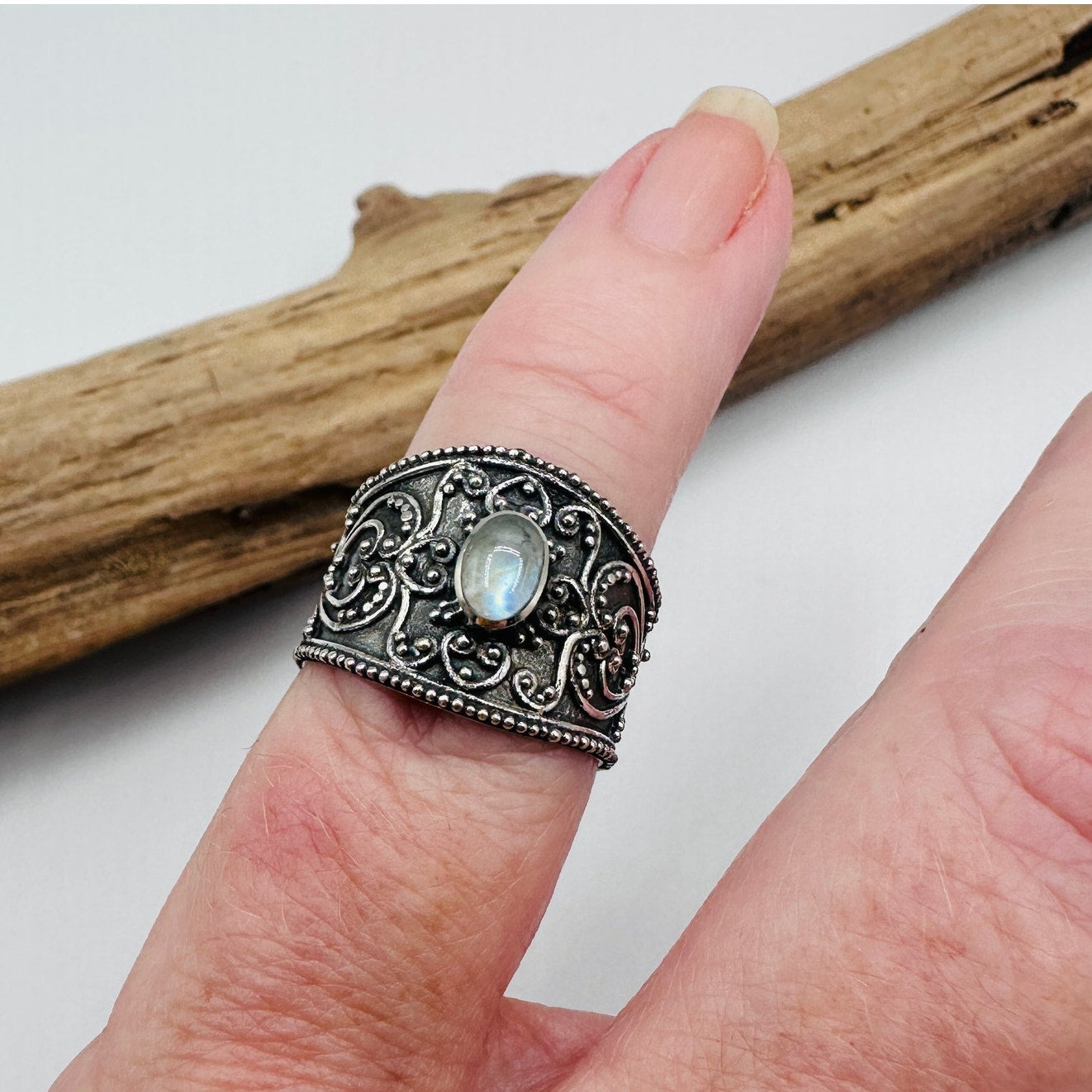 Bali Moonstone Sterling Silver Ring