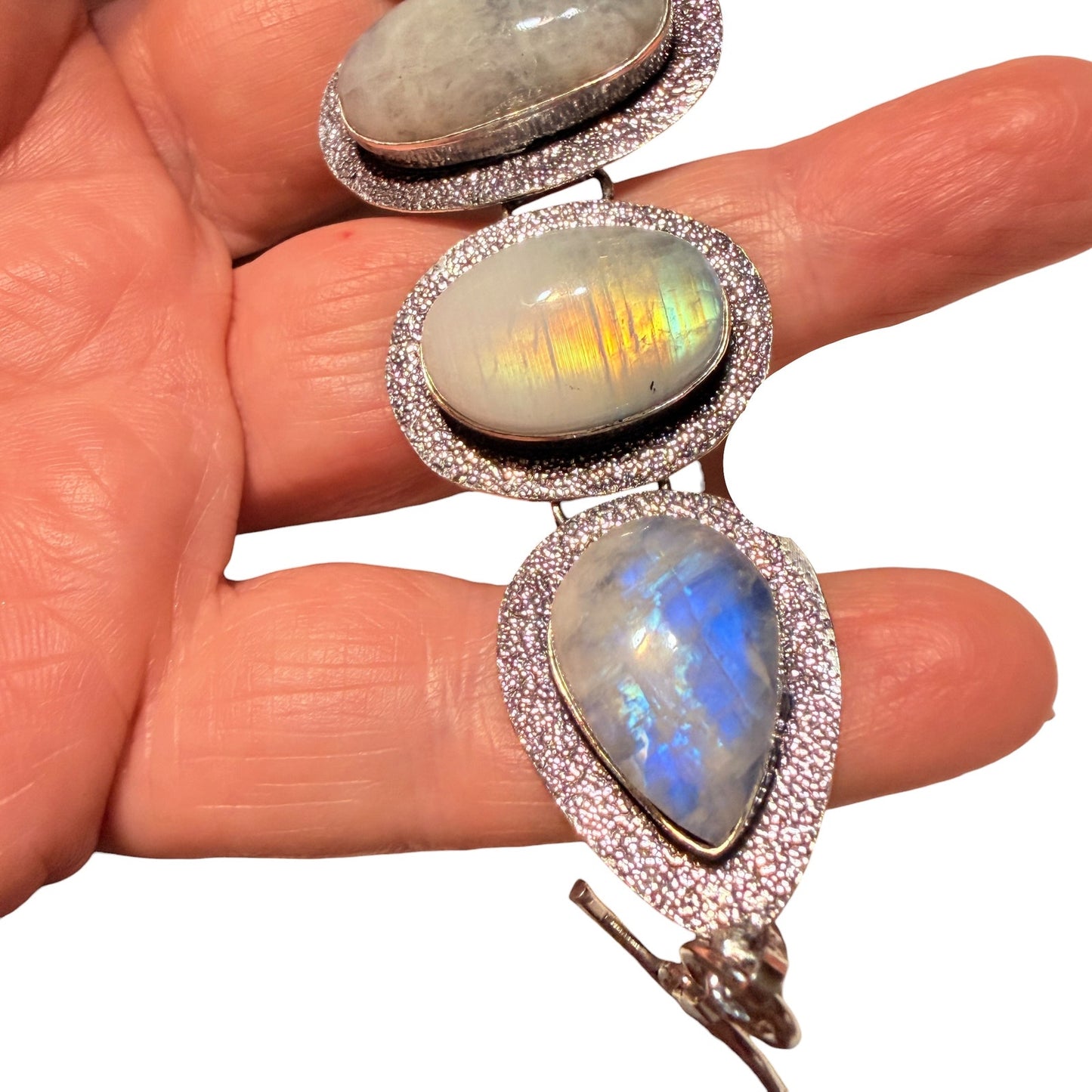 Rainbow Moonstone Bracelet Sterling Silver Plated