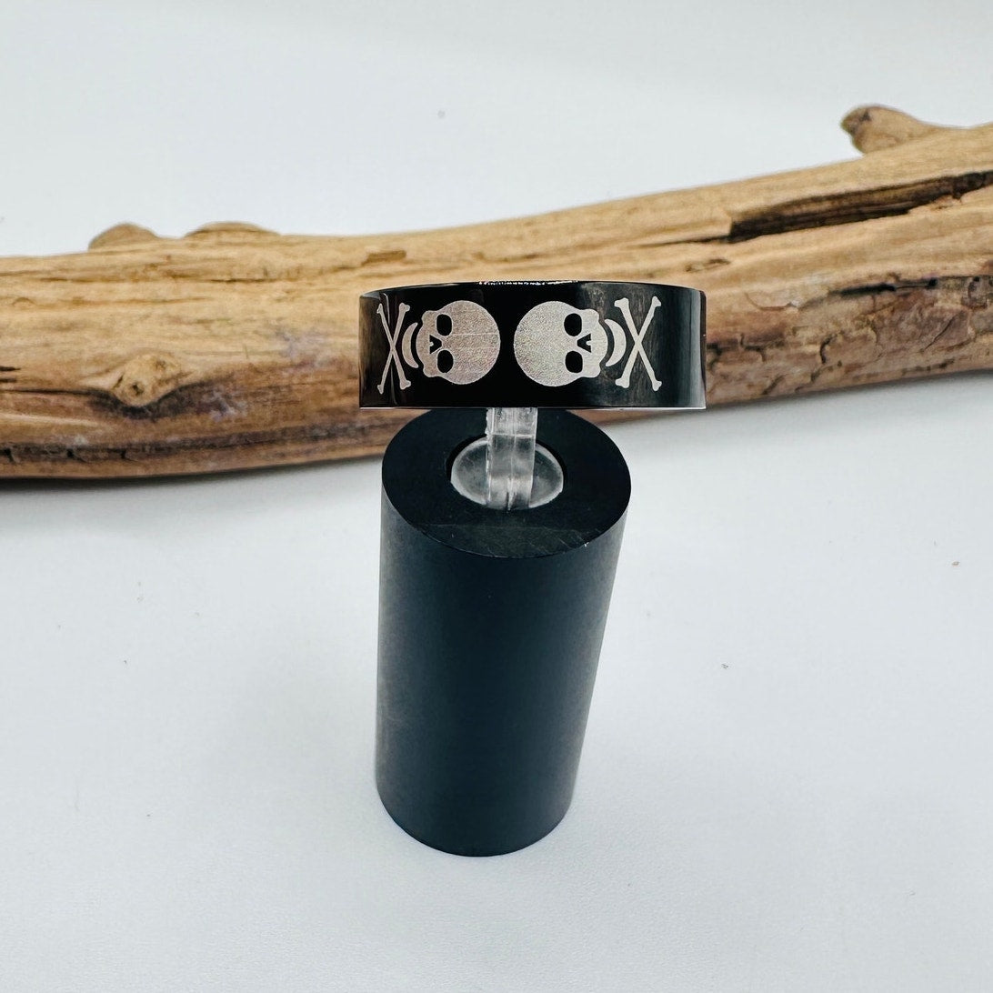 Two-Tone IP Black Stainless Steel Skull Ring
