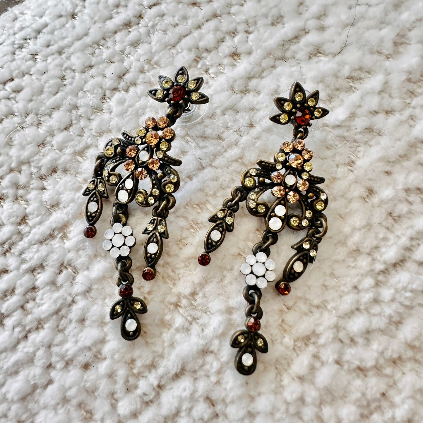 Vintage Victorian Style Floral Chandelier Earrings