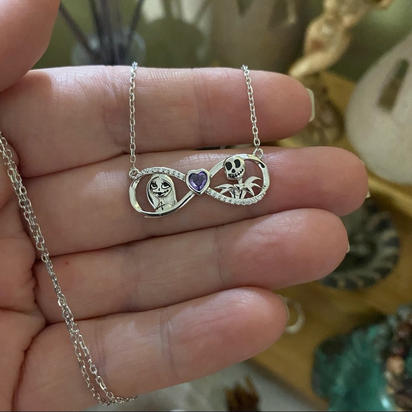 Night Before Christmas Jack And Sally Sterling Silver Necklace