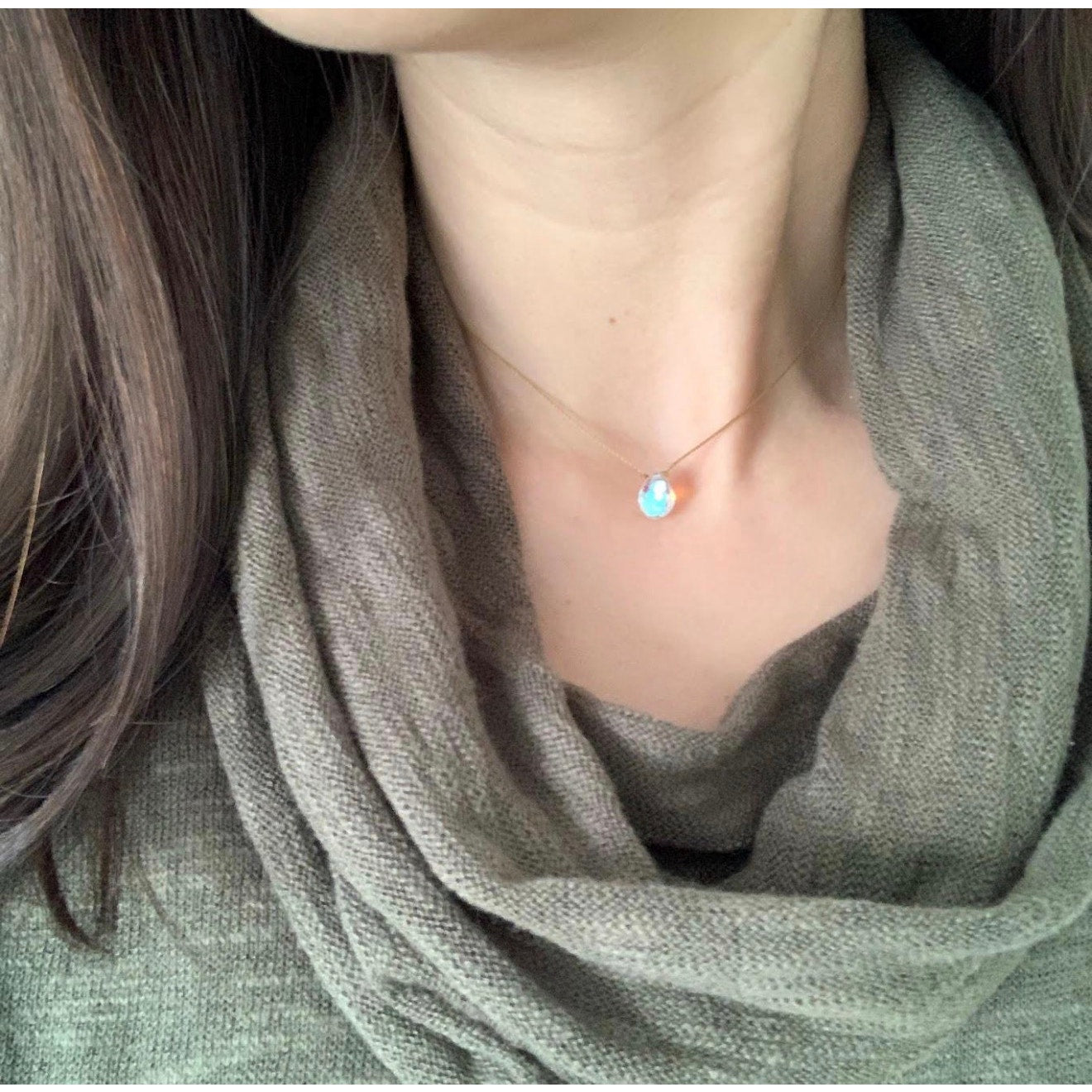 Hydroquartz Mystic Rainbow Faceted Teardrop Cord Necklace 16"