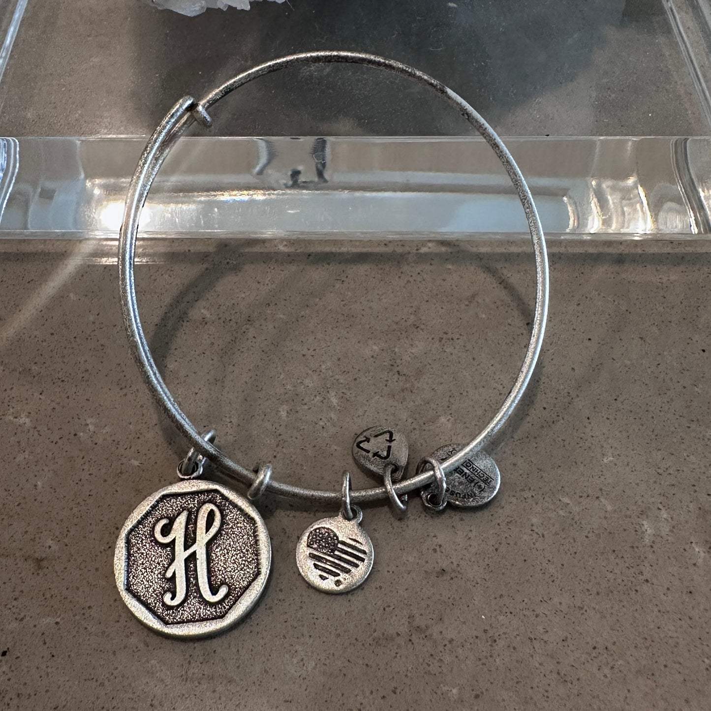 Alex and Ani Initial H Charm Bangle Bracelet