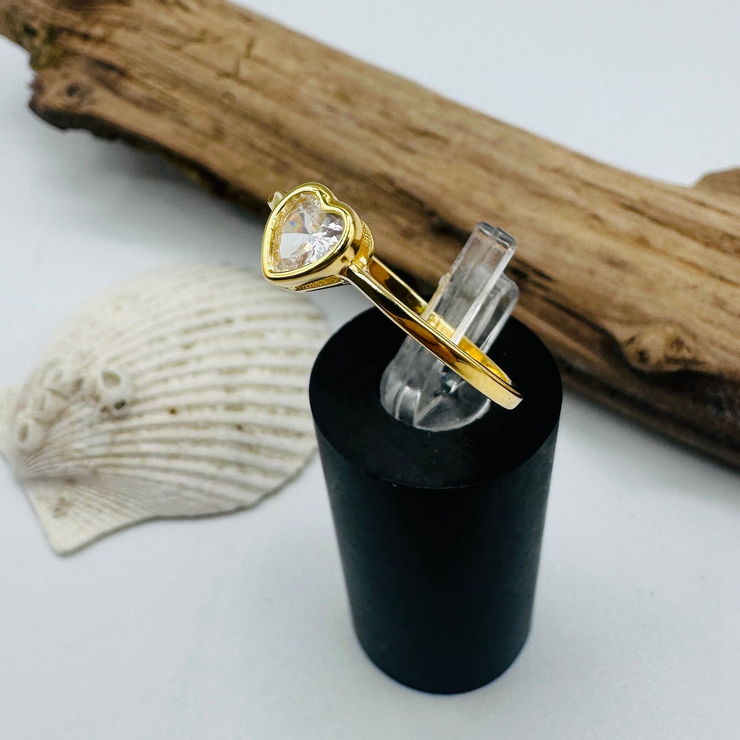 Gold Plated Sterling Silver Cz Heart Ring