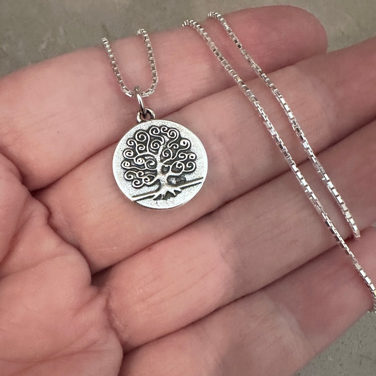 Sterling Silver Tree of Life Necklace-Double Sided Pendant