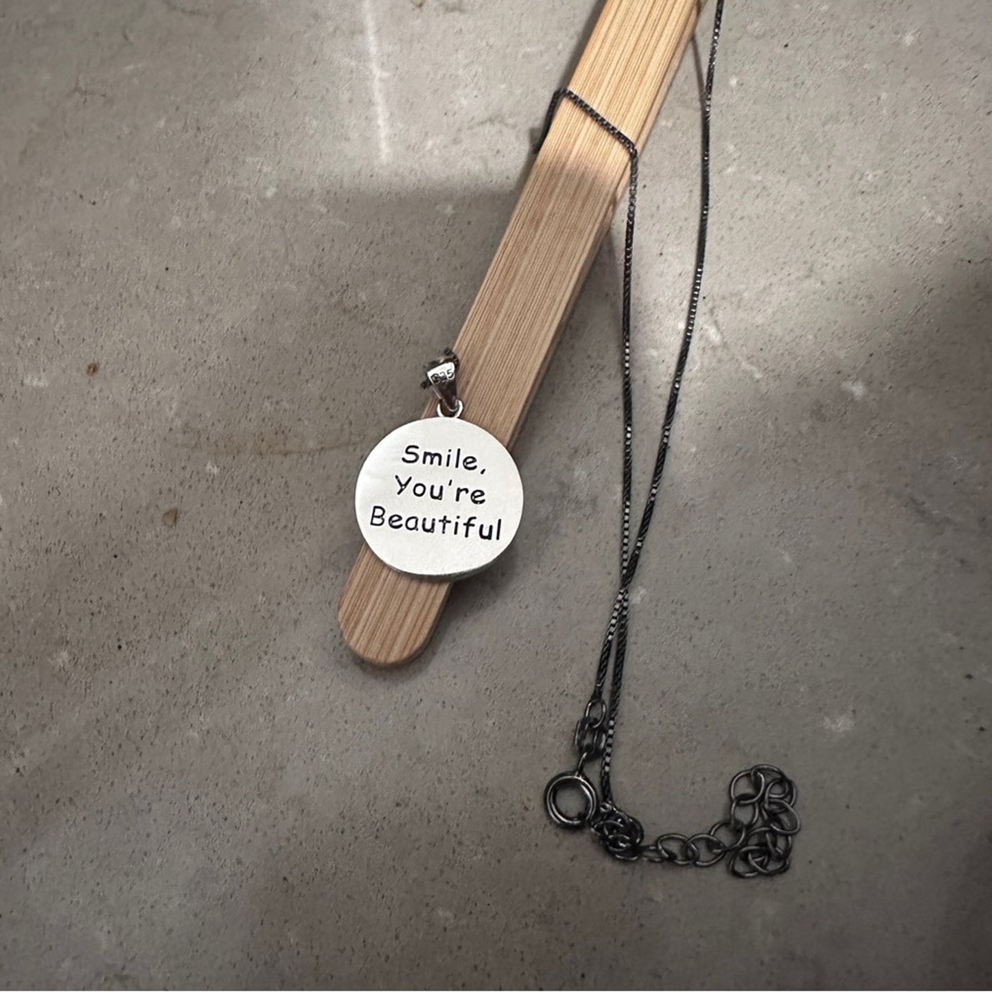 Sterling Silver Smiley Face Necklace – “Smile You’re Beautiful”