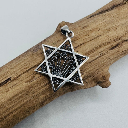 Sterling Silver Star of David Filigree Pendant, Israel, Jewish, Kabbalah, Judaic