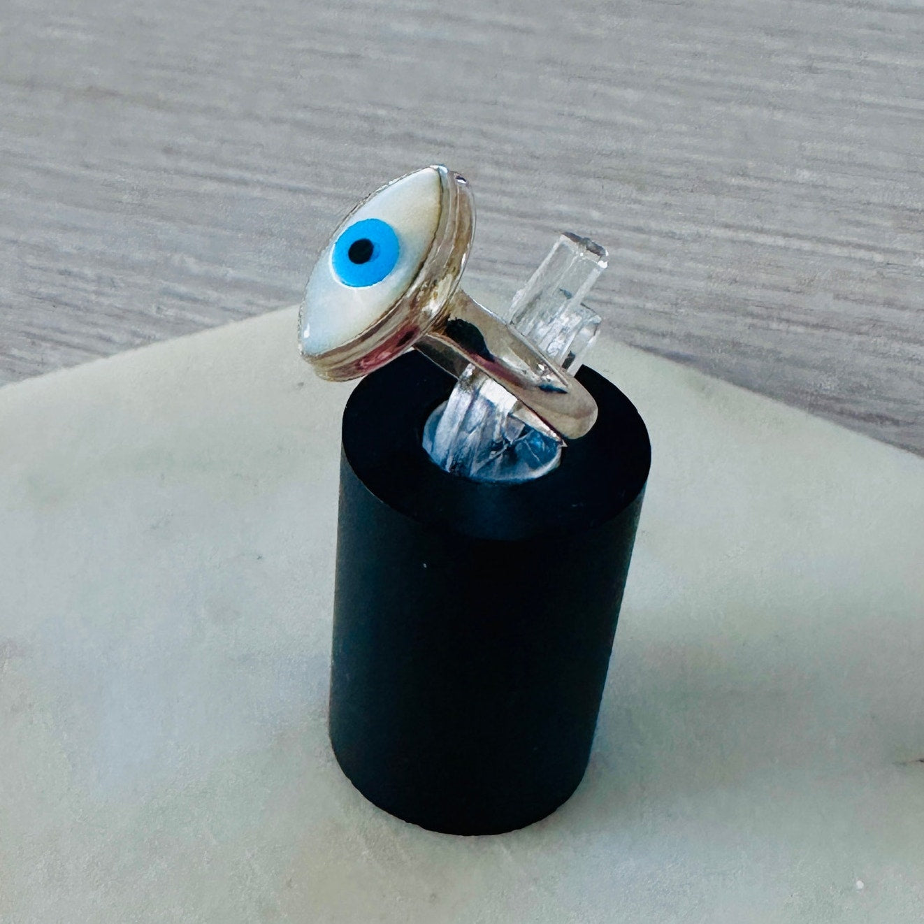 Evil Eye Composite Shell And Turquoise Sterling Silver Ring