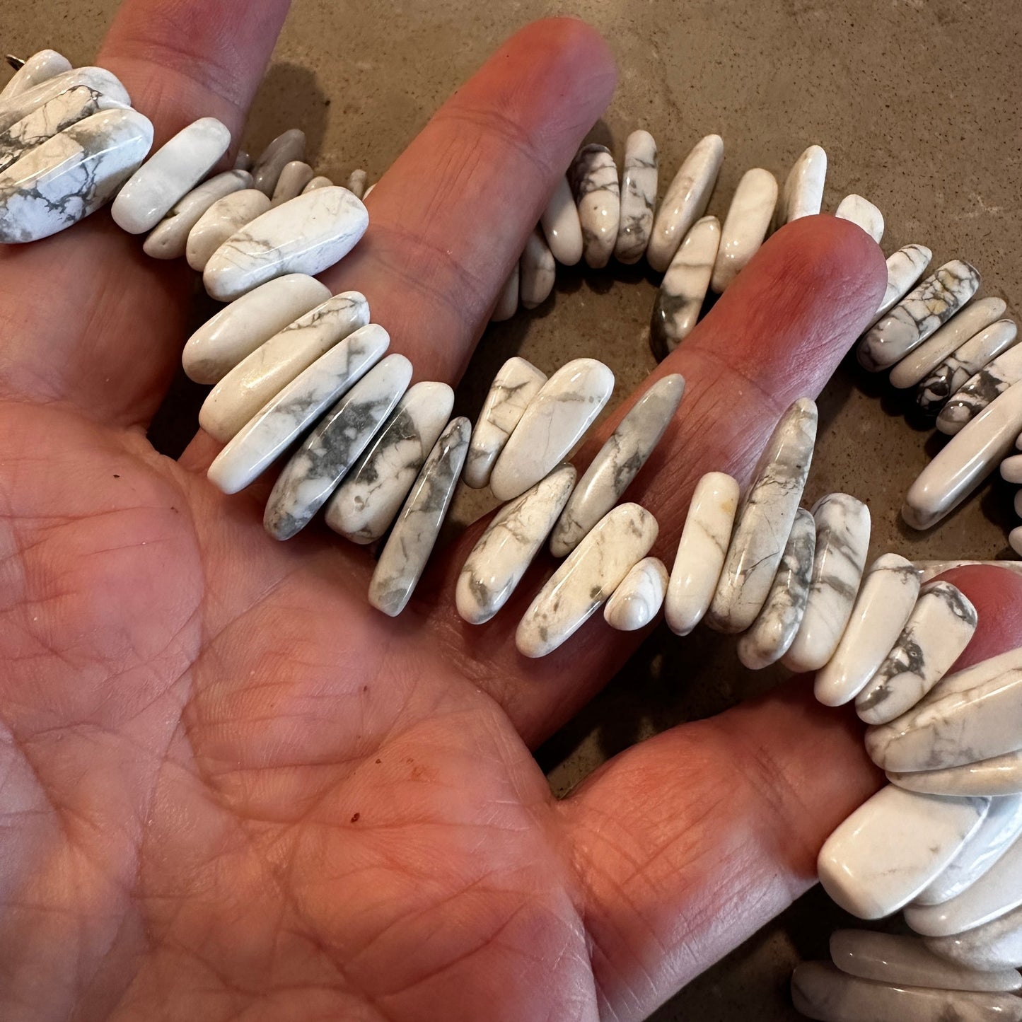 Natural Howlite Gemstone Spike Necklace