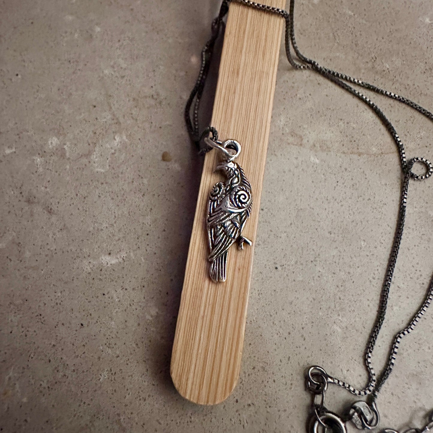 Sterling Silver Raven Necklace Black Rhodium Chain