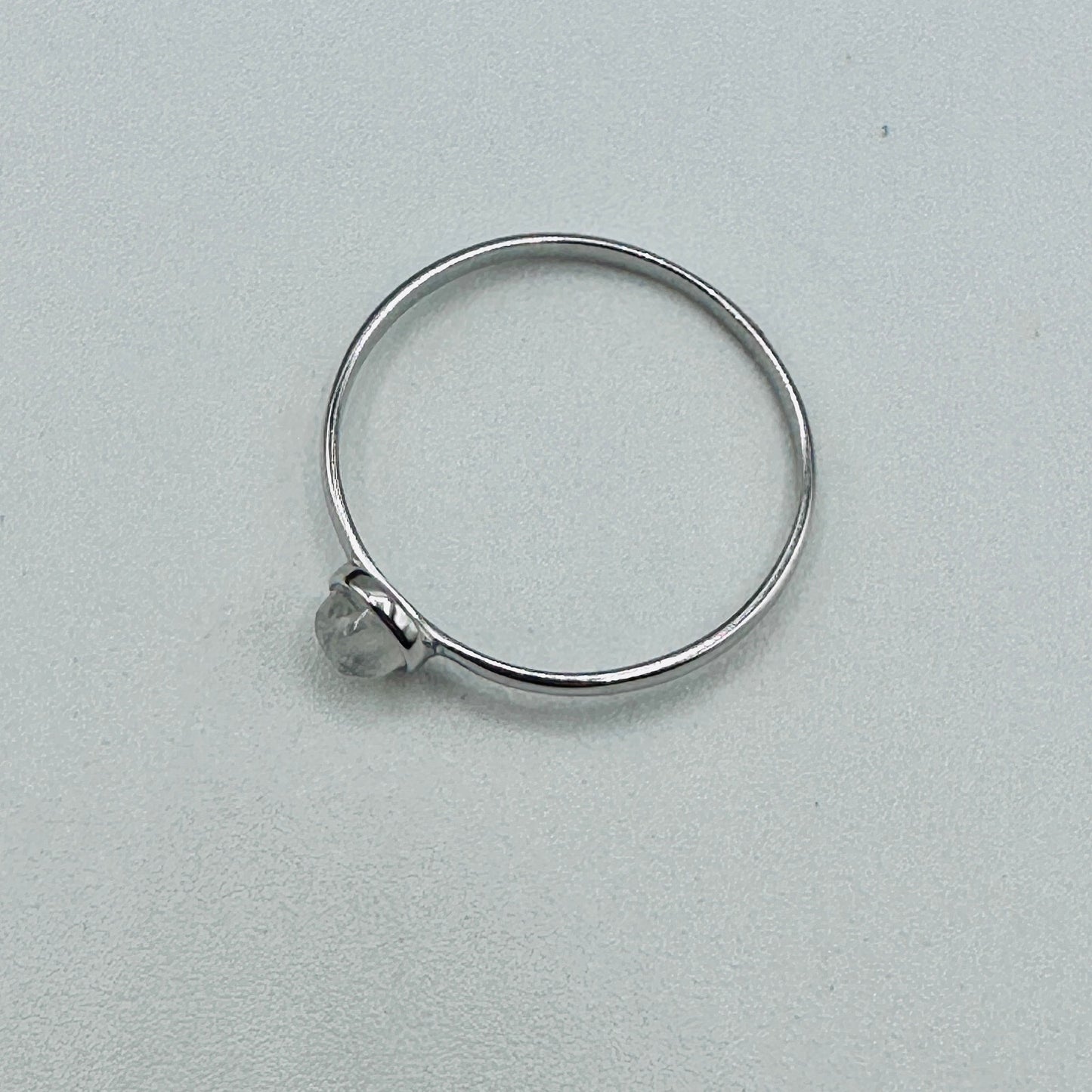 Moonstone Minimalist Dainty Sterling Silver Ring, Stacking Ring