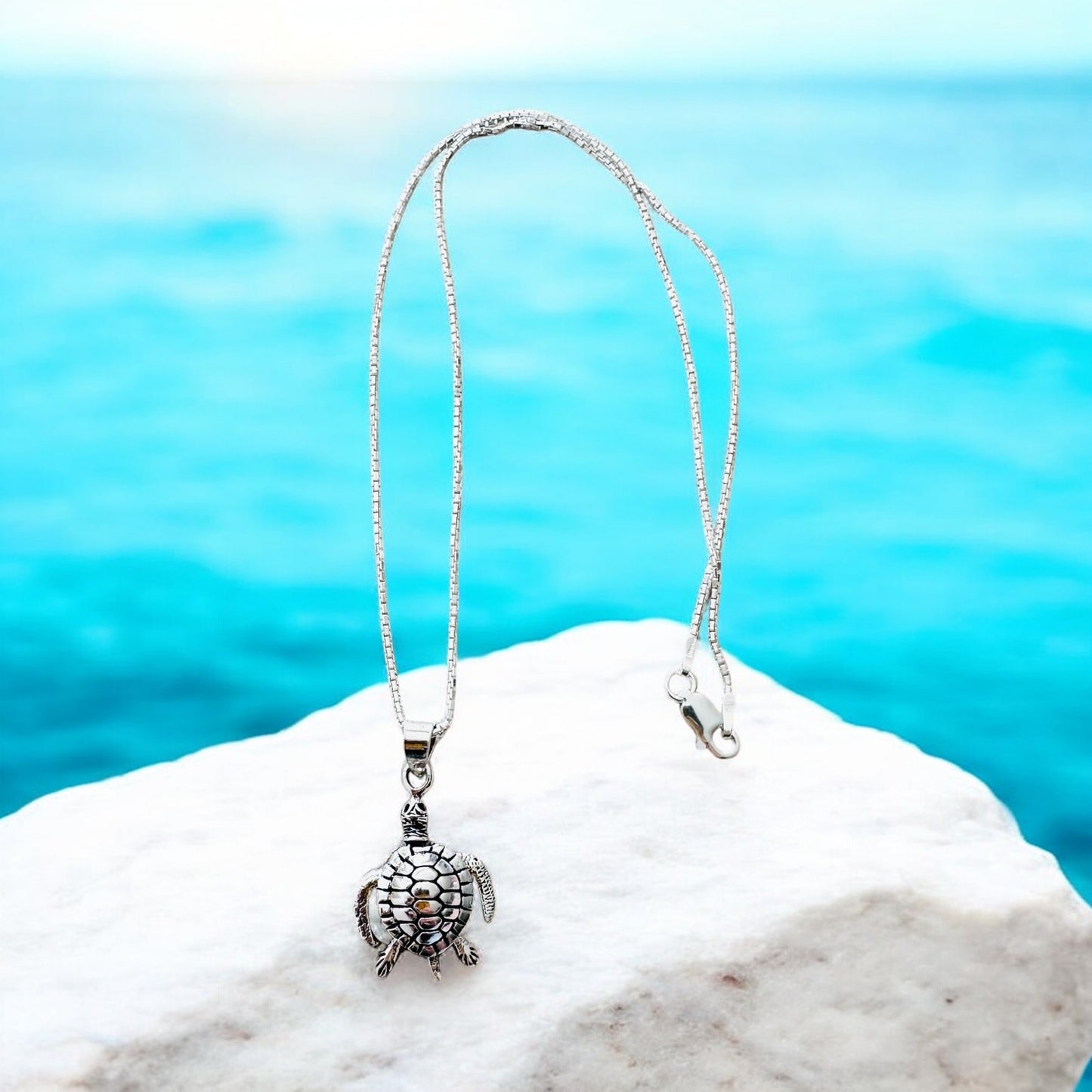 Sterling Silver  Turtle Necklace With Moving Limbs