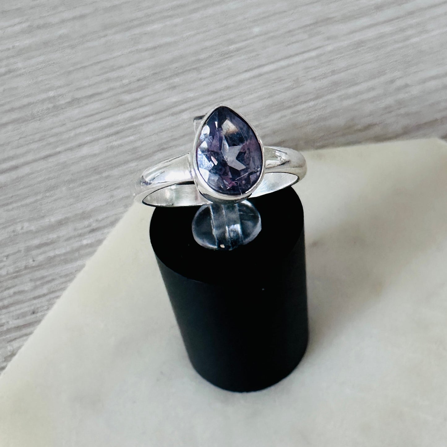Lab Grown Color-change Alexandrite Sterling Silver Ring