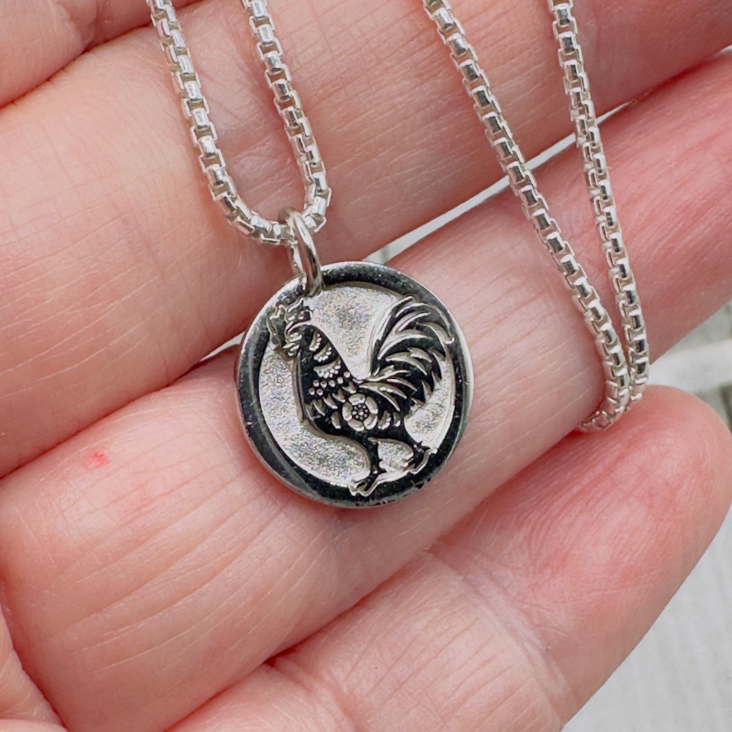 Chinese Zodiac Year of The Rooster Pendant Necklace Sterling Silver
