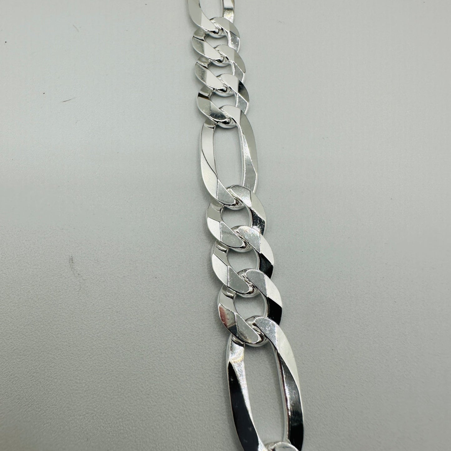 Solid Sterling Silver Flat Figaro 24" Chain