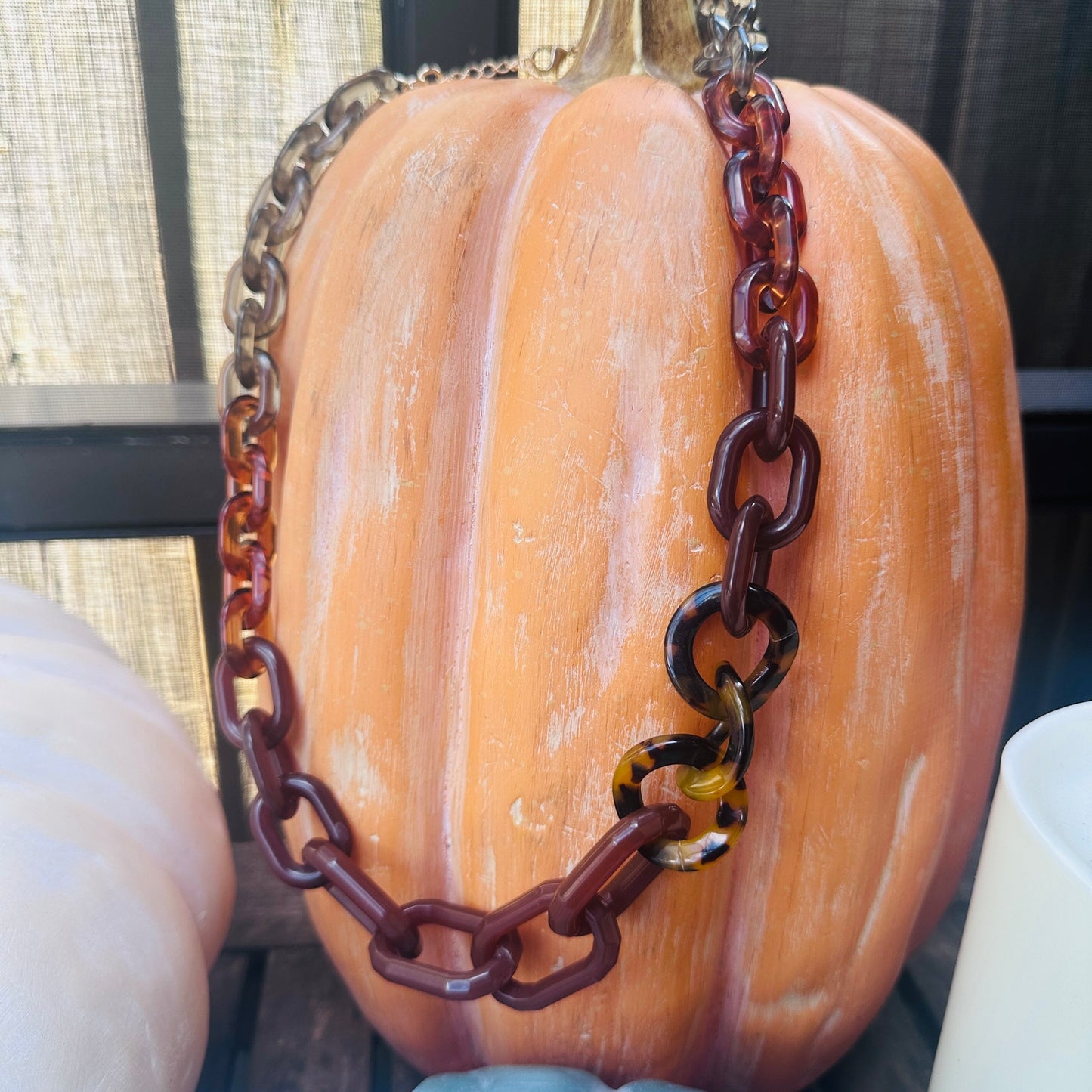 Banana Republic Multi-Tone Lucite Chain-Link Statement Necklace