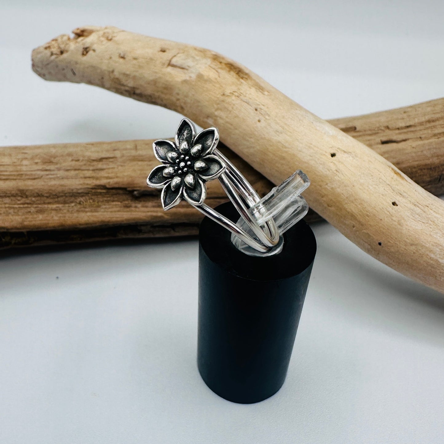 Sterling Silver Double Band Lotus Flower Ring