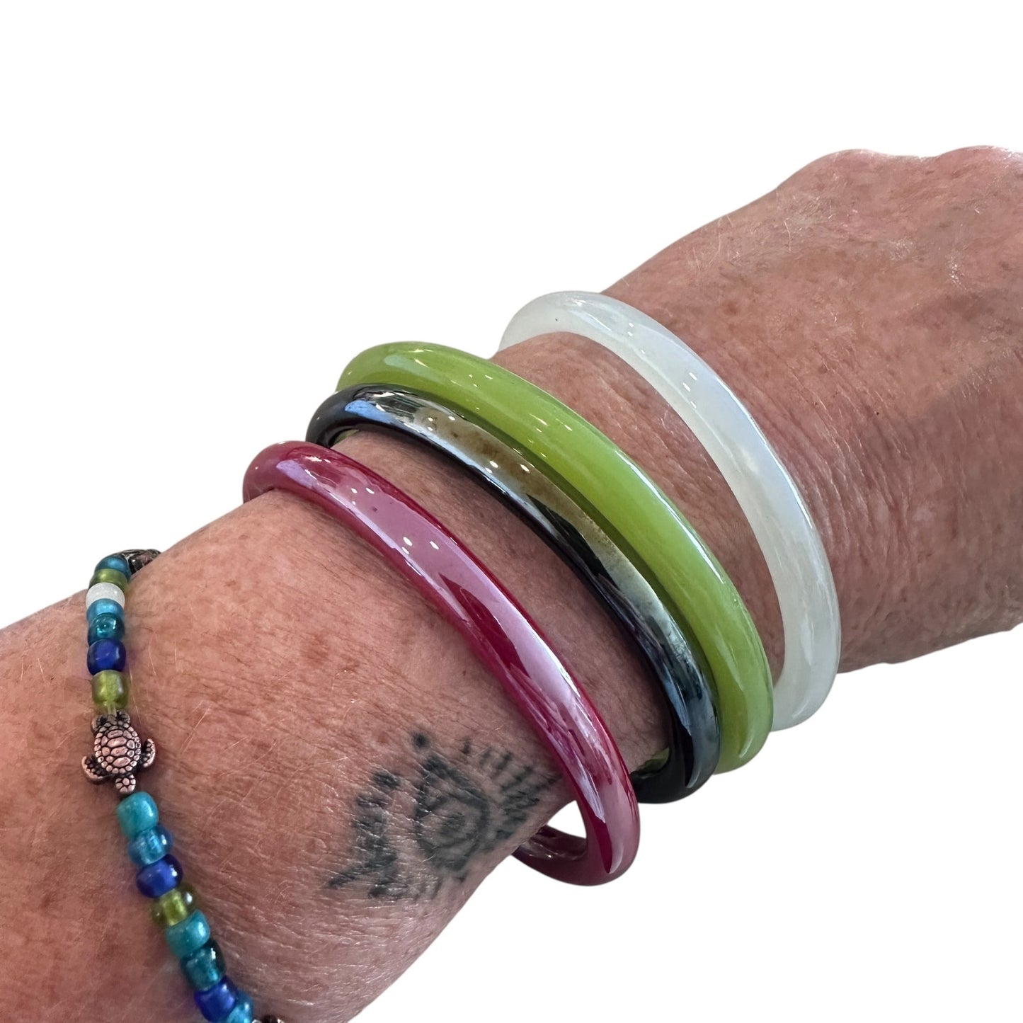 Vintage Glass Bangle Bracelets – Set of 4