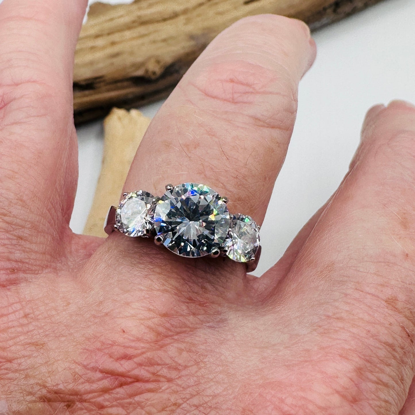 High polished Stainless Steel CZ Ring