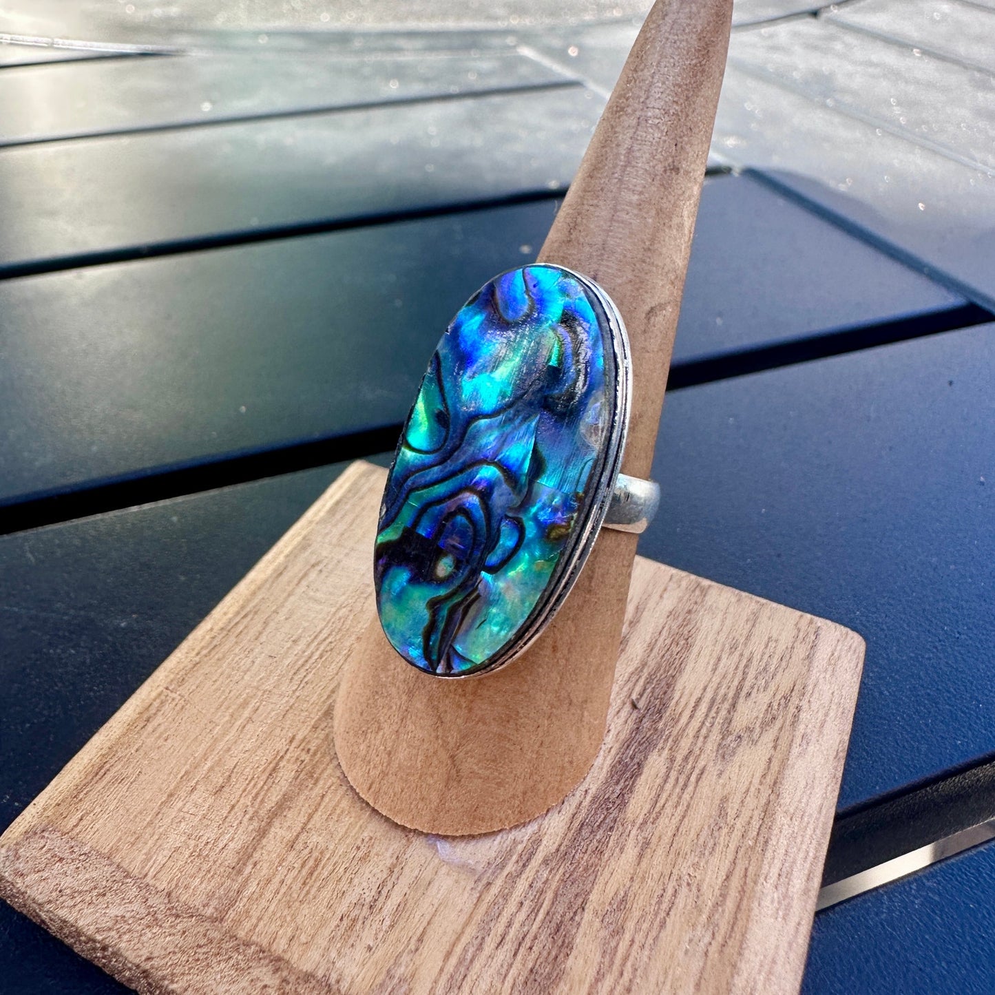 925 Sterling Plated Abalone Ring