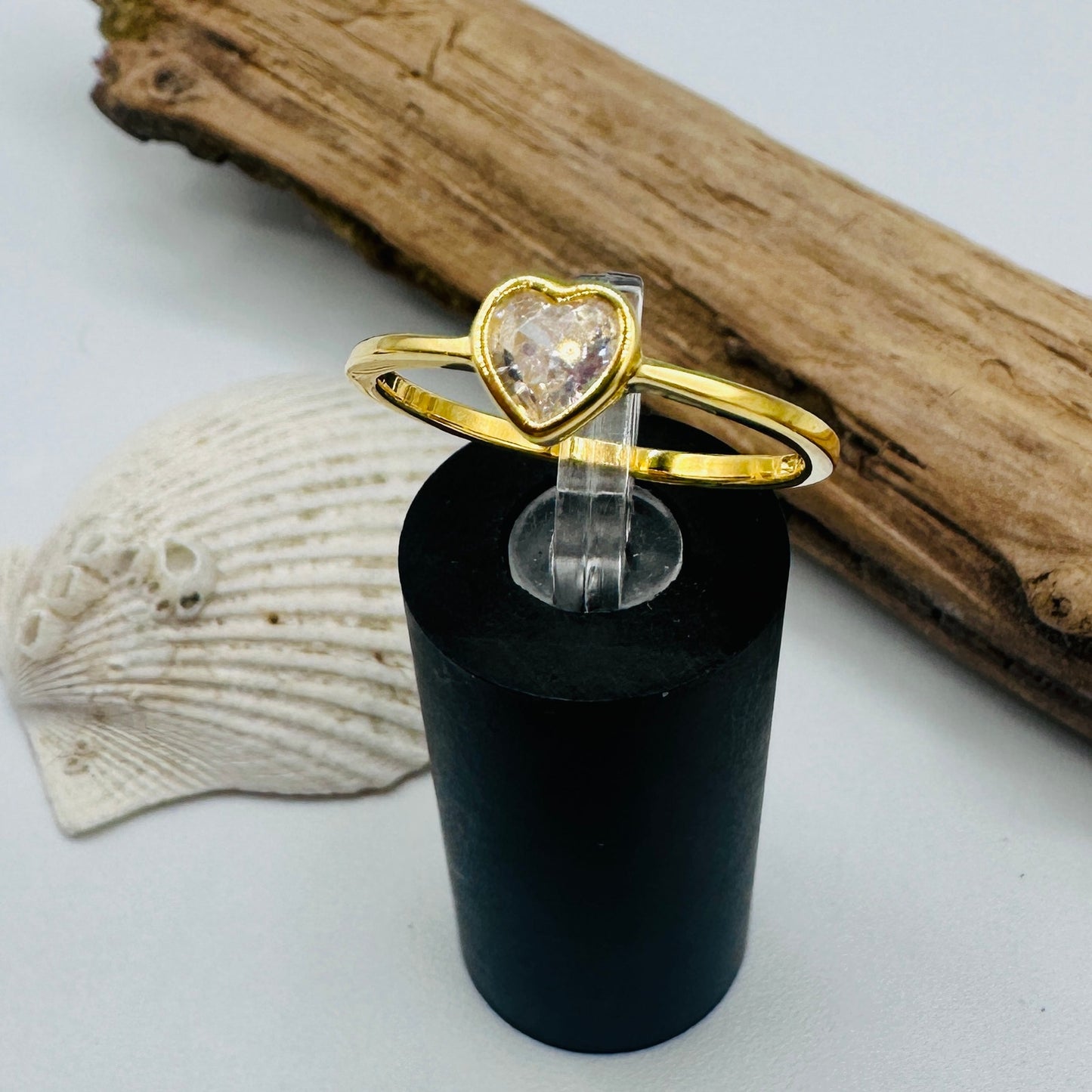 Gold Plated Sterling Silver Cz Heart Ring