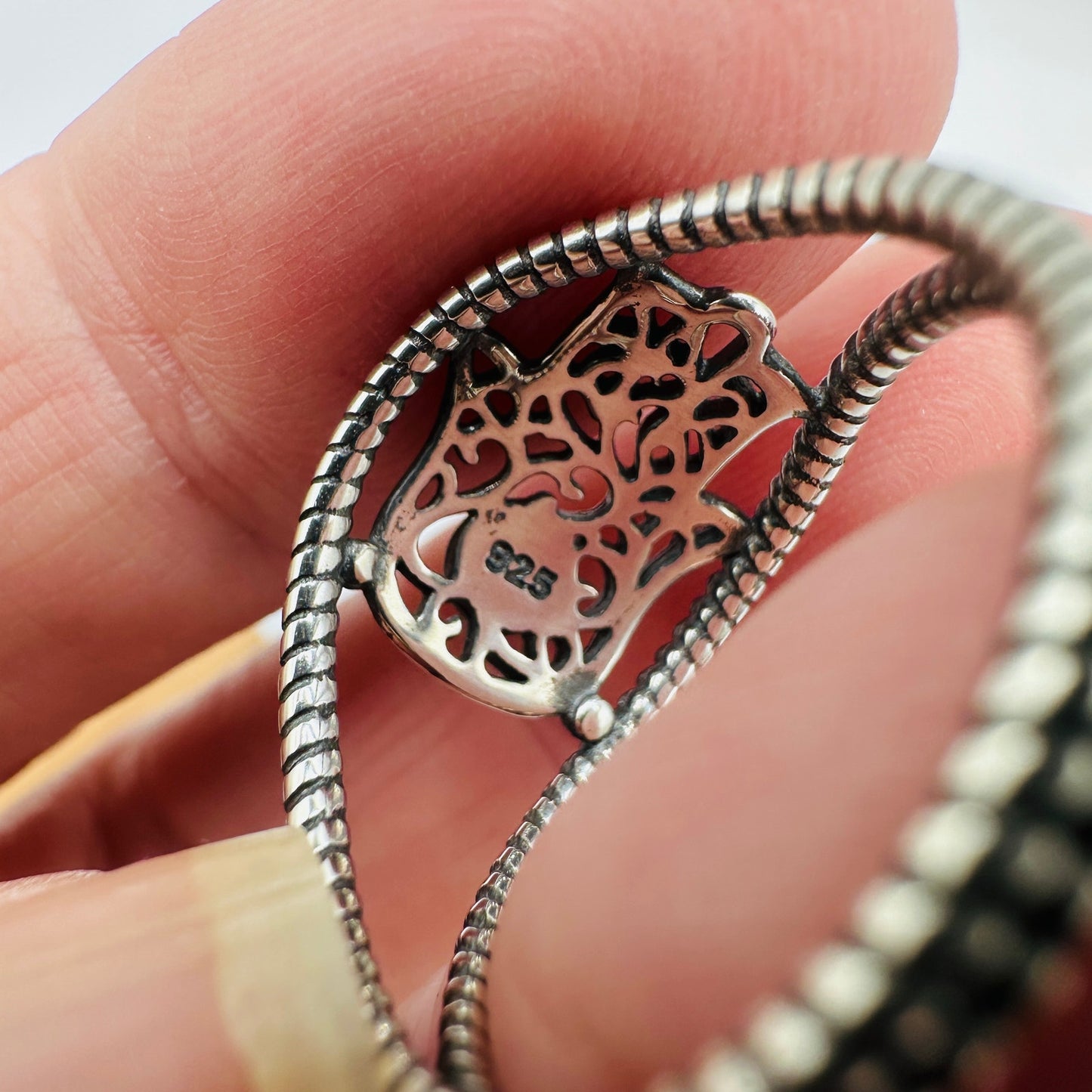 Sterling Silver Lab Opal Hamsa Ring