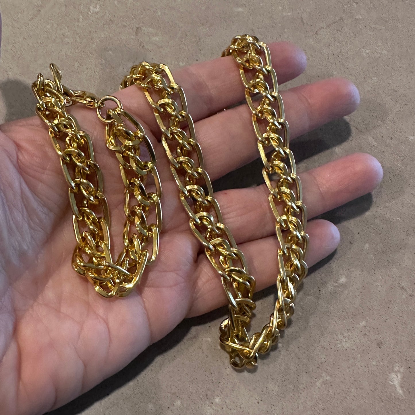 Chunky Gold-Tone Chain Link Necklace & Bracelet Set