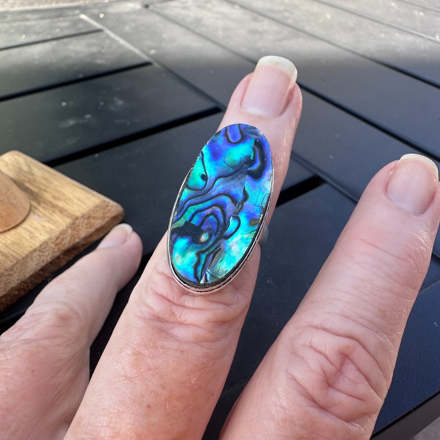 925 Sterling Plated Abalone Ring
