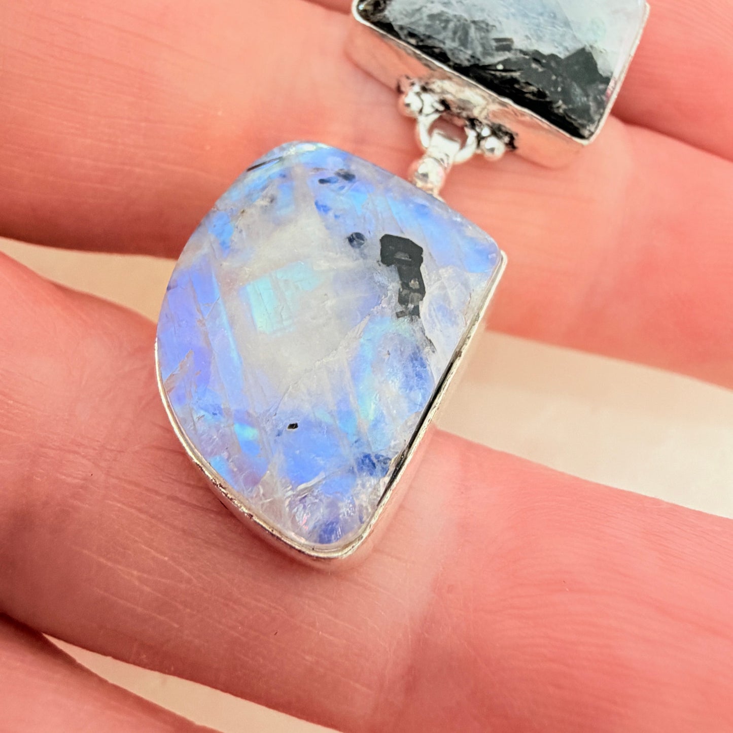 Rainbow Moonstone 925 Silver Plated Pendant