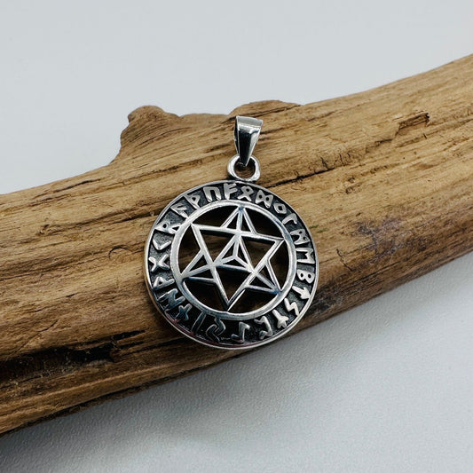 Sterling Silver Star of David Pendant – Hebrew Rune