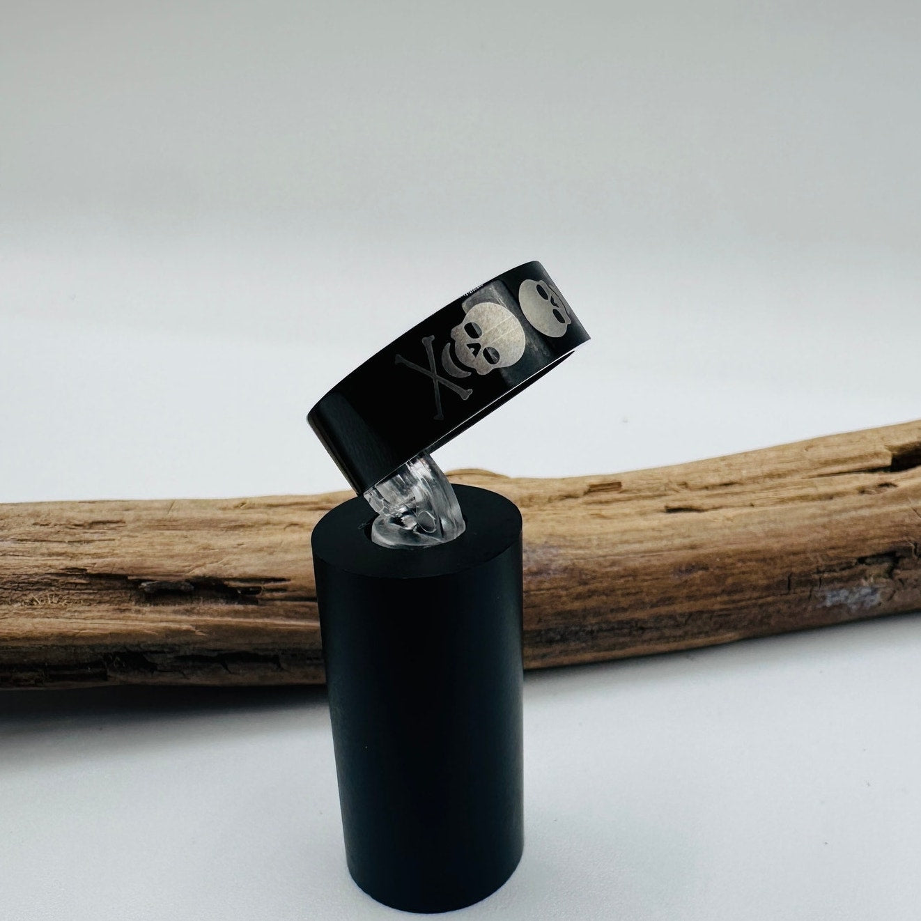 Two-Tone IP Black Stainless Steel Skull Ring