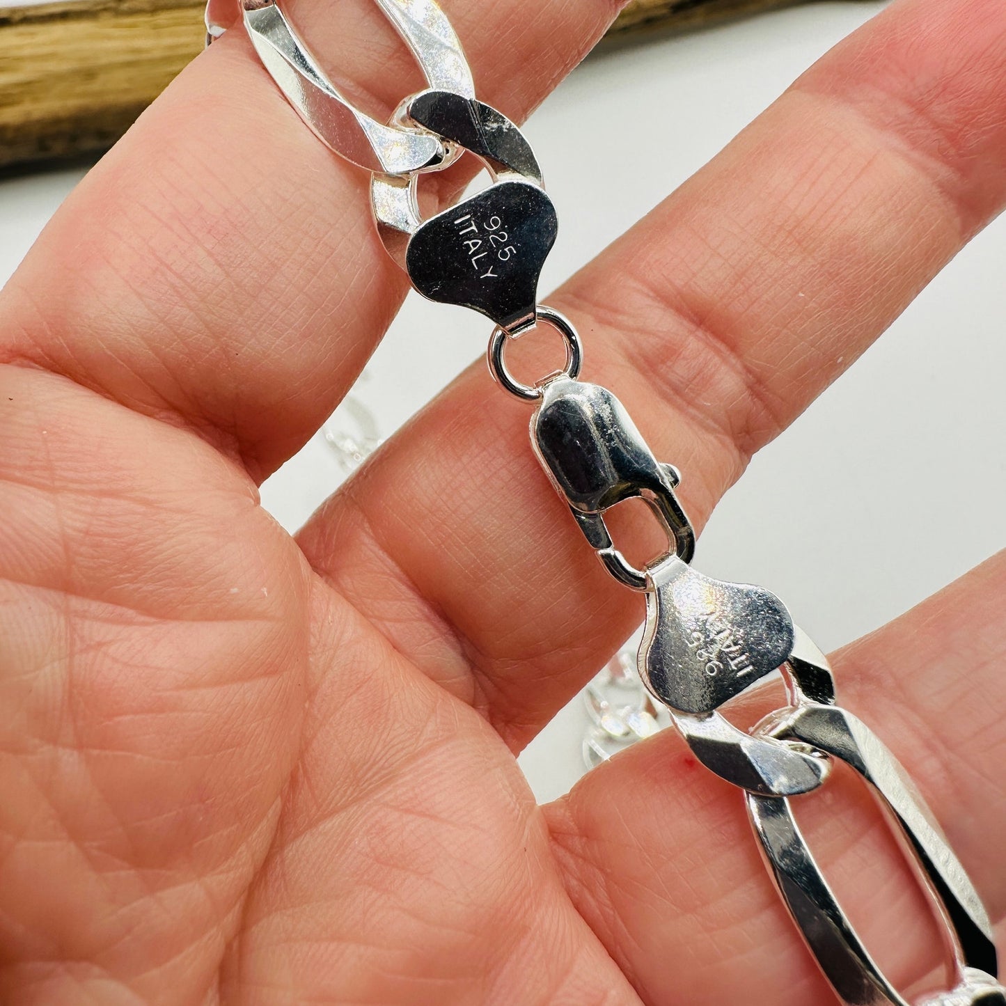 Solid Sterling Silver Flat Figaro 24" Chain