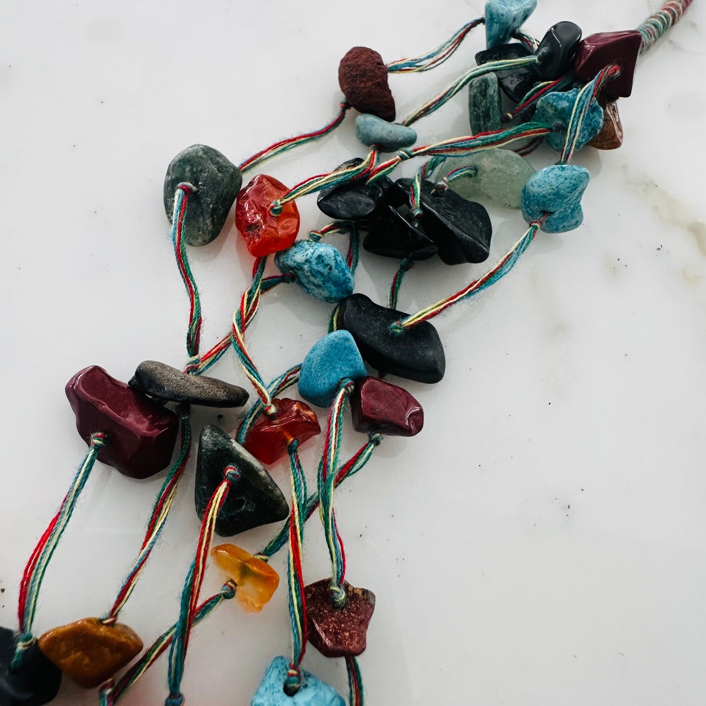 Multi-Stone Chip Bead Necklace-Boho Layered Style