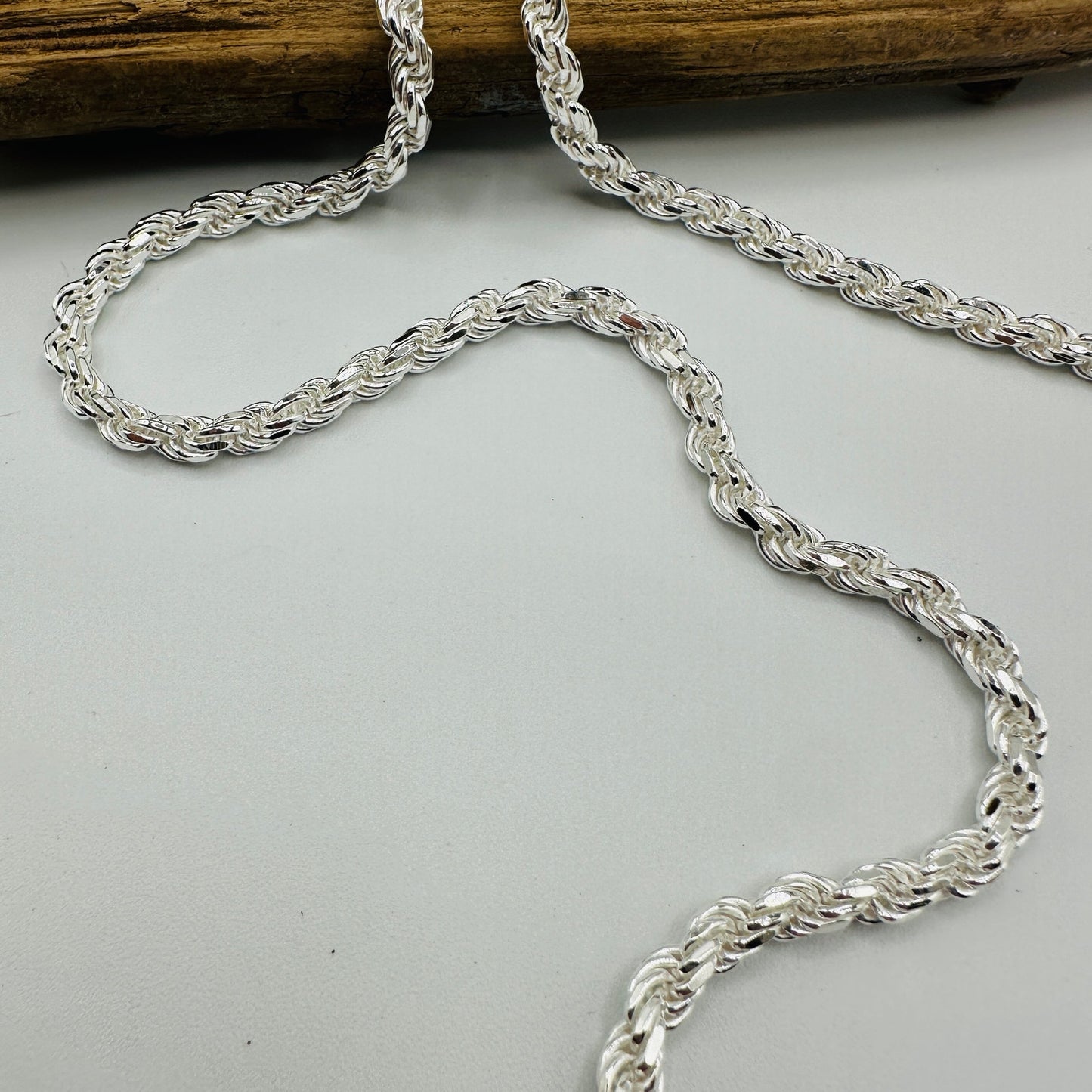 Solid Sterling Silver Italian Rope Chain Unisex