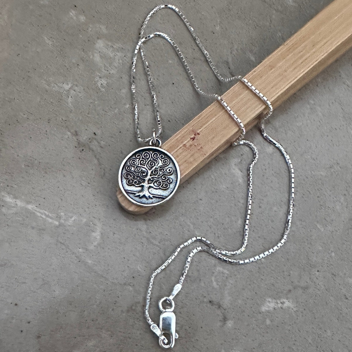 Sterling Silver Tree of Life Necklace-Double Sided Pendant