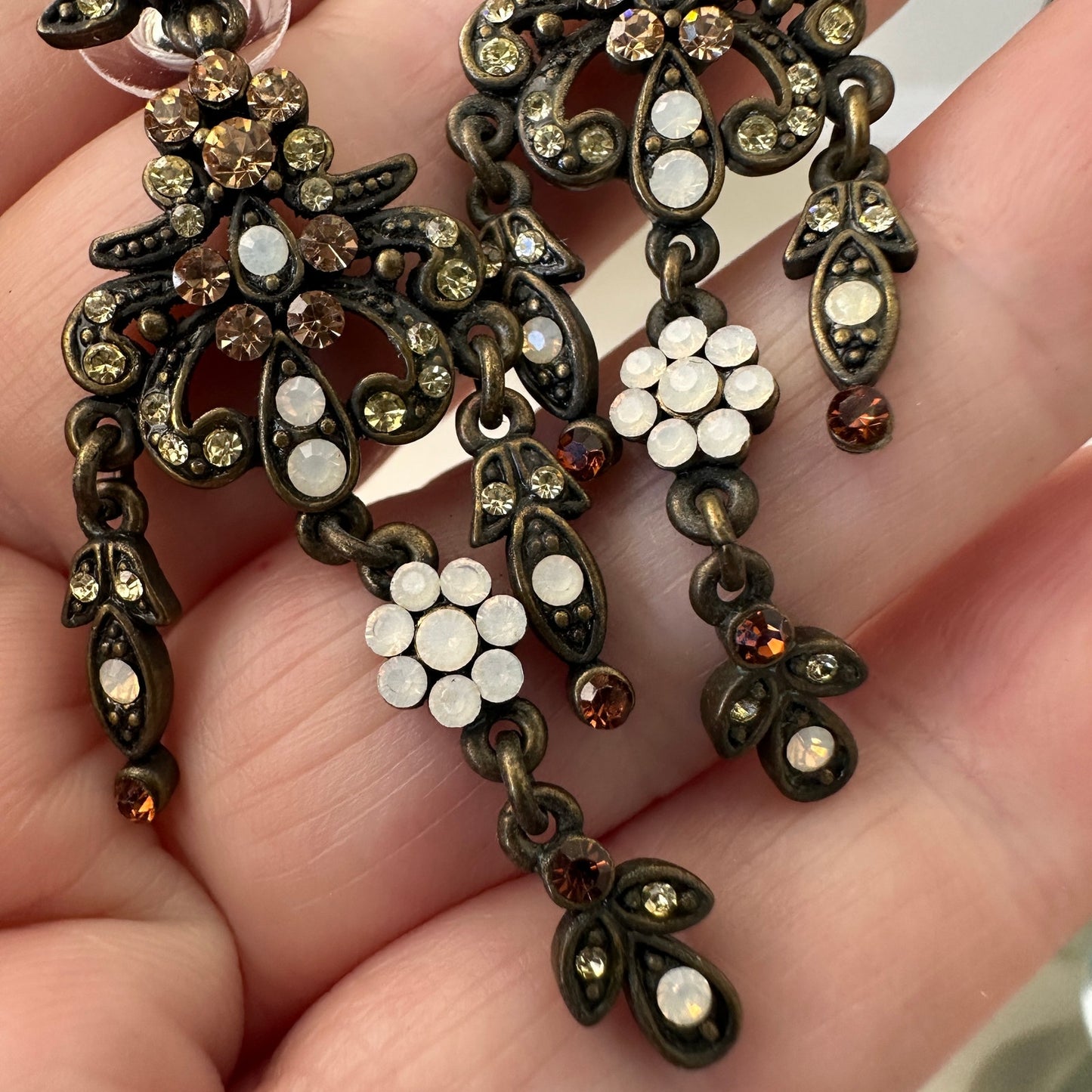 Vintage Victorian Style Floral Chandelier Earrings