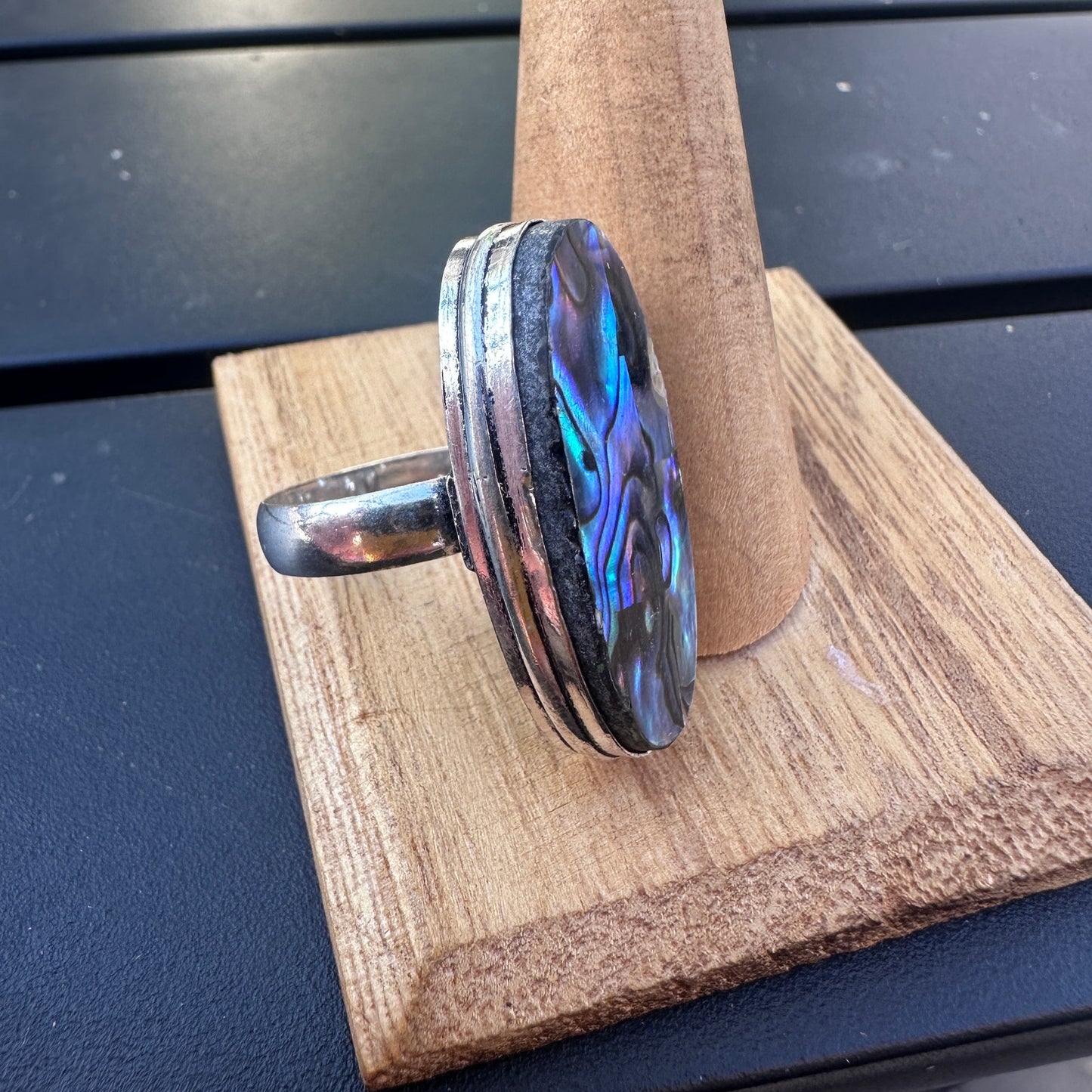 925 Sterling Plated Abalone Ring