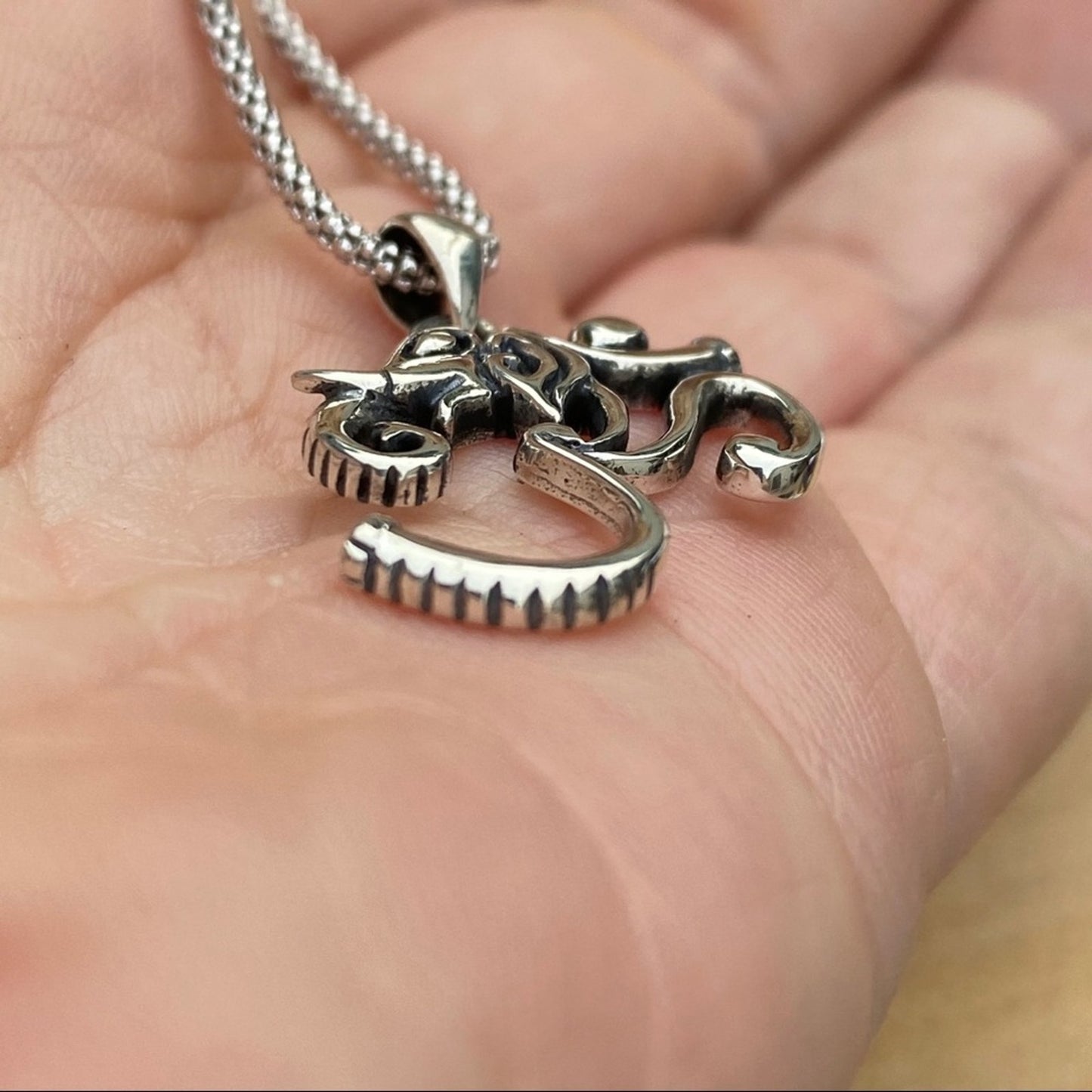 Sterling silver Om Elephant necklace
