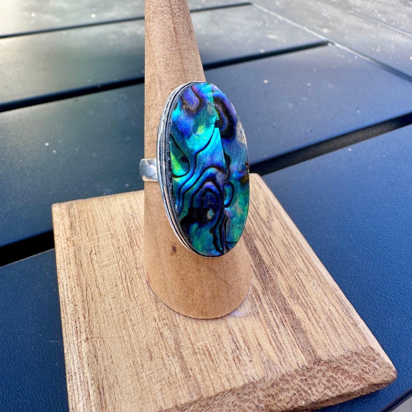925 Sterling Plated Abalone Ring