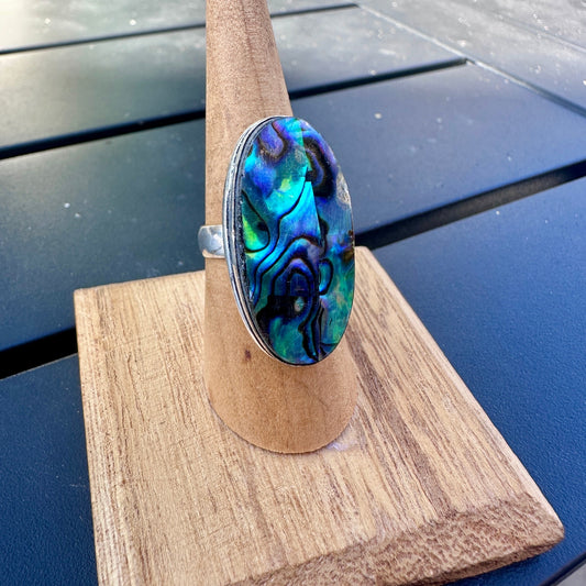 925 Sterling Plated Abalone Ring