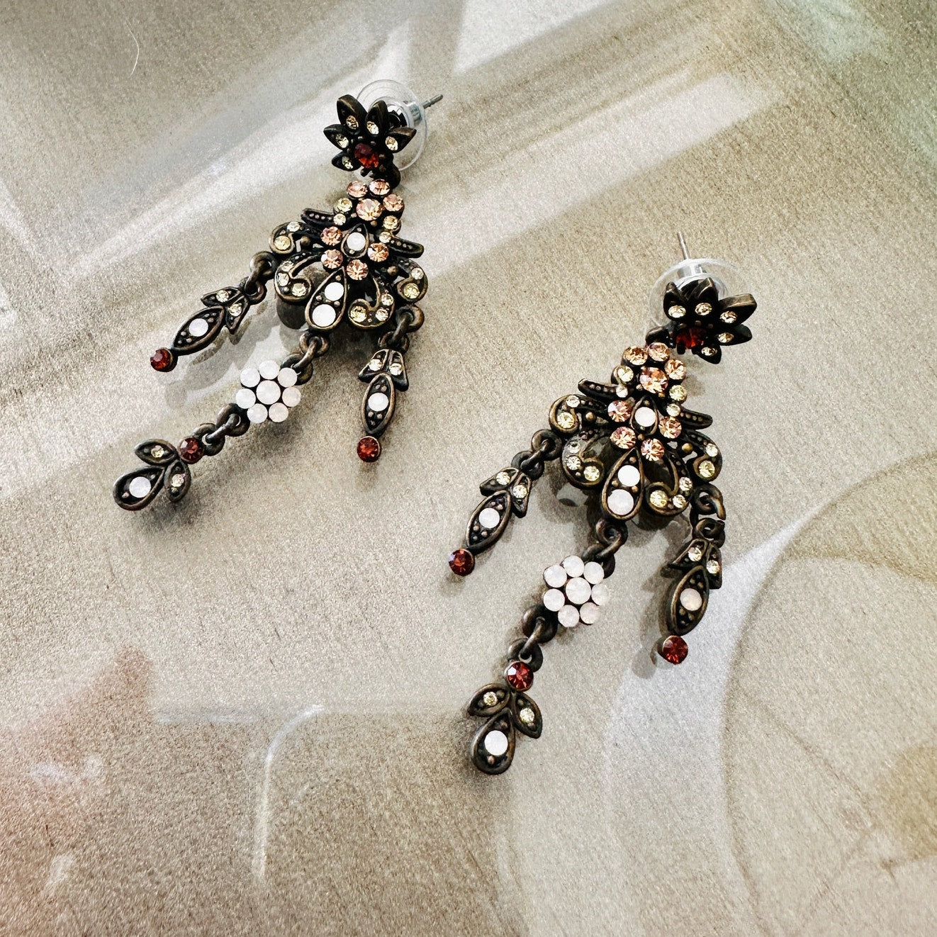 Vintage Victorian Style Floral Chandelier Earrings